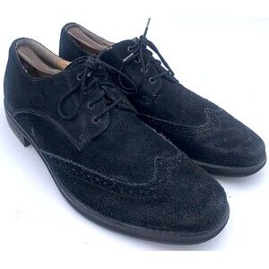 Bed Stu Distressed Black Leather Suede Long Wing Wingtip Oxford Lace Up SZ. 10.5